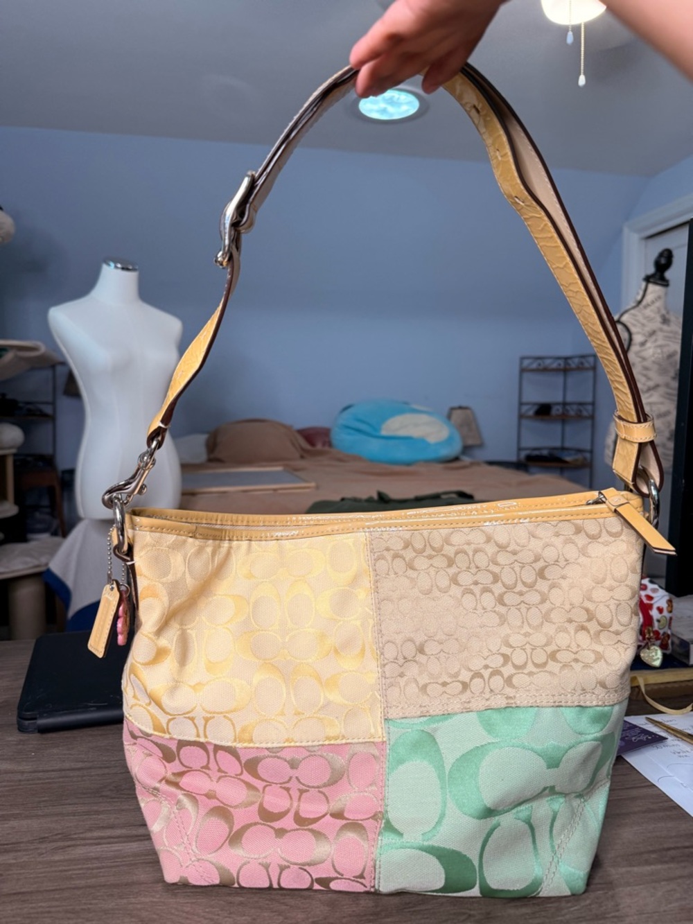2000s Coach Pastel Signature Patchwork Hobo
Bag